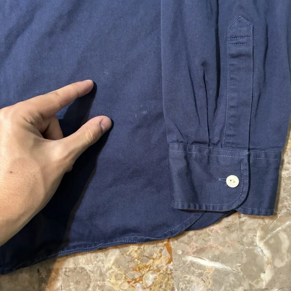 J Crew Shirt Mens XL Classic Blue Long Sleeve Button Oxford Cat Eye Buttons